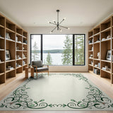 Ornate Green Vine Butterfly Floral Rug