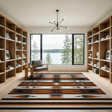Southwestern Brown Tan Geometric Stripe Rug