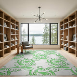Playful Green Cartoon Fish Pattern Area Rug