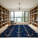 Vibrant Anchor Navy Multi-Color Area Rug