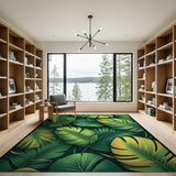 Green Lush Monstera Leaf Area Rug