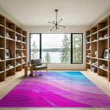 Purple Pink Blue Wavy Abstract Area Rug
