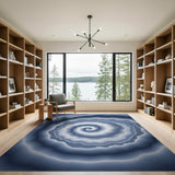 Hypnotic Blue Spiral Abstract Area Rug