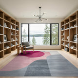 Abstract Pink Magenta Grey Overlapping Shapes Rug