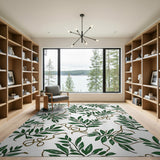 Emerald Green Leaf Vine Botanical Area Rug