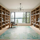 Green Mint Green Abstract Leaf Area Rug