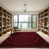 Crimson Spiral Abstract Area Rug