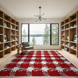 Geometric Modern Bold Red Houndstooth Geometric Area Rug