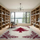 Red Christmas Tree Silhouette Rug with Ornate Corners