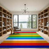 Multi-color and Patterns Geometric Modern Vibrant Multi-Color Horizontal Stripe Area Rug