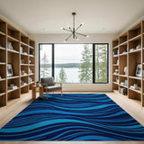 Fluid Blue Waves Area Rug