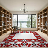 Red Heritage Tribal Border Area Rug