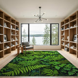 Floral Vintage Lush Fern Canopy Green Area Rug