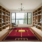 Geometric Modern Red Football Field Area Rug