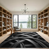 Interlocking Silver Rings Grey Geometric Rug