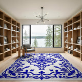 Cobalt Blue Ornate Persian Floral Rug