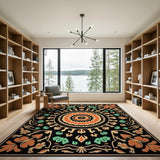 Traditional Persian Teal Orange Persian Medallion Area Rug