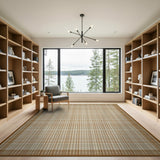 Tan Brown Plaid Woven Rustic Farmhouse Area Rug