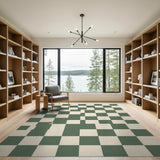 Green Abstract Checkerboard Area Rug