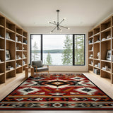 Southwestern Red Red Southwestern Geometric Area Rug