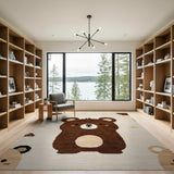 Adorable Brown Bear Kids Cartoon Rug