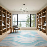 Abstract Area Cascading Teal Waves Abstract Area Rug