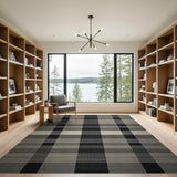 Modern Black Grey Plaid Check Area Rug