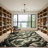 Entwined Green Vine Leaf Area Rug