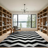 Black and White Bold Black White Zigzag Area Rug