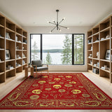 Red Skulls Roses Floral Area Rug