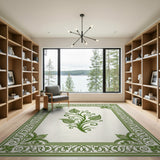 Ornate Green Leaf Vine Area Rug