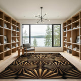 Golden Peacock Art Deco Geometric Area Rug