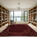 Ornate Scroll Border Red Area Rug
