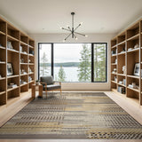 Brown Tan Distressed Geometric Area Rug