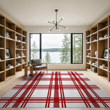 Classic Red White Plaid Area Rug