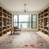 Pink Floral Butterfly Area Rug