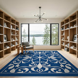 Navy Blue Ornate Floral Persian Rug