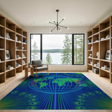 Blue Peacock Globe Area Rug