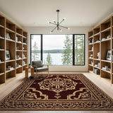 Ornate Gold on Maroon Traditional Persian Rug