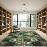 Emerald Bamboo Lattice Geometric Area Rug