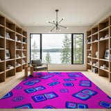Vibrant Pink Geometric Swirl Area Rug