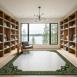 Ornate Green Gold Persian Border Area Rug