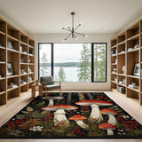 Whimsical Red Mushroom Woodland Rug