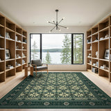 Ornate Green Ivory Traditional Persian Area Rug