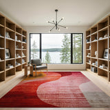 Vibrant Abstract Wave Area Rug in Red Orange