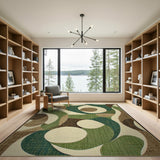 Abstract Green Curved Shapes Area Rug