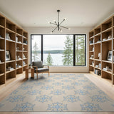 Ornate Blue Snowflake Pattern Area Rug