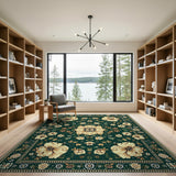 Emerald Green Persian Floral Area Rug