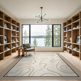 Beige and Neutral Abstract Area Beige Abstract Swirl Area Rug