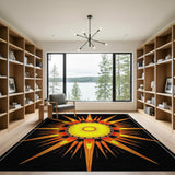Geometric Modern Radiant Orange Sunburst Geometric Area Rug